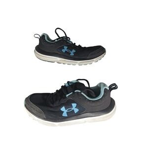 Under‎ Armour Charged Assert 10 Black Teal Running Shoes Womens Size 6.5